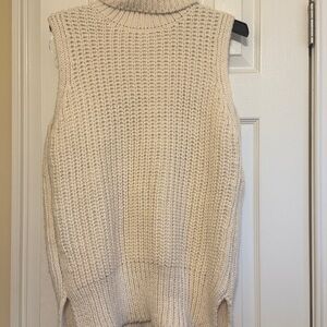 H&M Cream Sleeveless Oversized Knit Sweater
